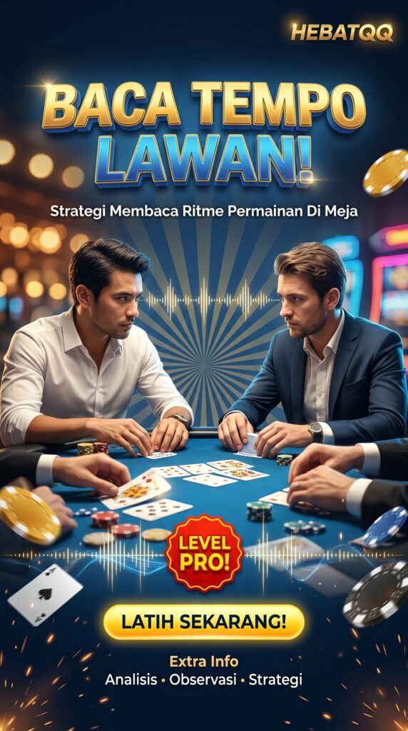Strategi Membaca Tempo Permainan Lawan di Meja BandarQ create a cinematic, mouthwatering poster 202606101726